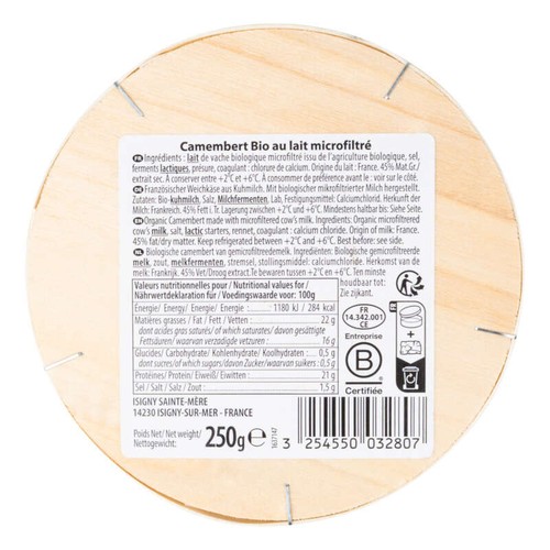 Isigny Sainte Mère Camembert d'Isigny Bio 250g