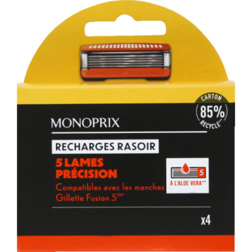 Monoprix recharges rasoir 5 lames précision x4