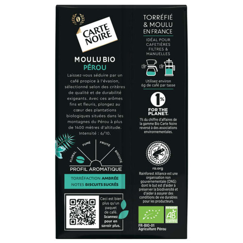 Carte Noire Café Moulu Bio Pérou 250G