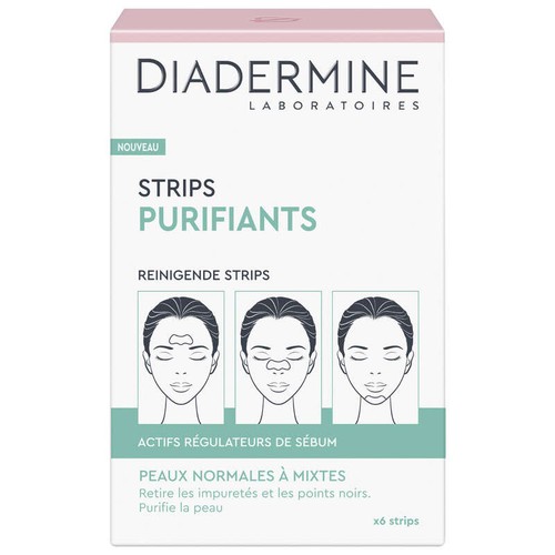 Diadermine Strips Purifiants 6 Strips Anti Points Noirs et Impuretés