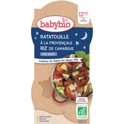 BabyBio Plat Ratatouille & Riz de Camargue Dès 12M 2x200G