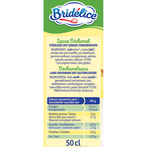 Bridélice Sauce Béchamel UHT Brique 50cl