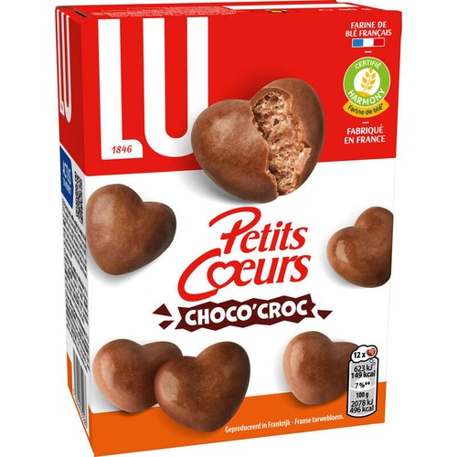 Lu Petits Cœurs Choco'Croc Biscuits enrobés Chocolat au Lait 90g