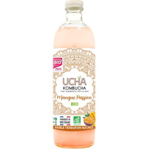 Ucha kombucha thé parfumé mangue passion 75cl