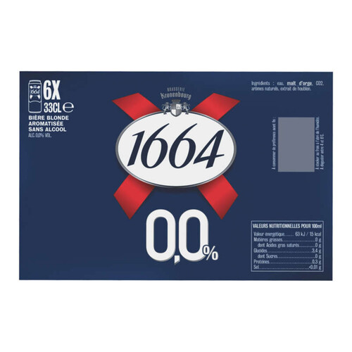 1664 Bière Blonde Sans Alcool 6x33cl