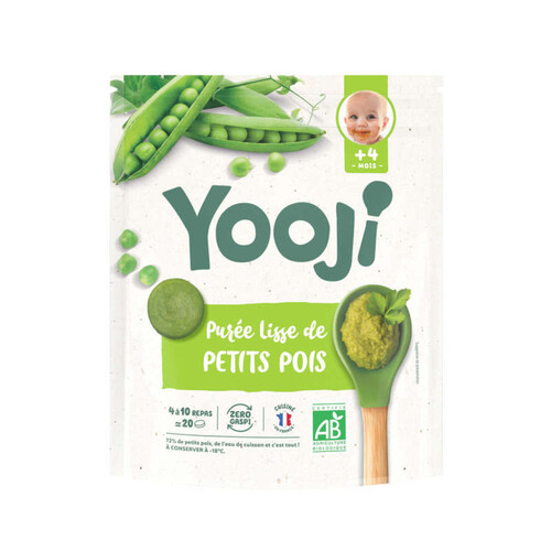 Yooji Purée lisse de Petit pois dès 4 mois Bio 400g