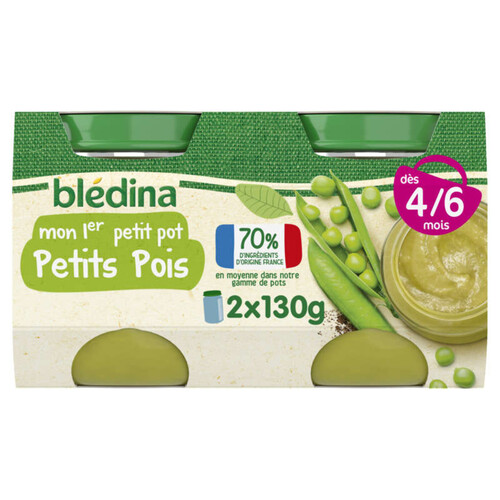 Blédina Mon 1er petit pot Petits Pois dès 4/6 mois 2x130g