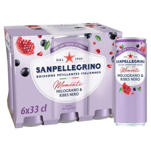 San Pellegrino Eau Gazeuse Aromatisée Grenade Cassis 6x33cl