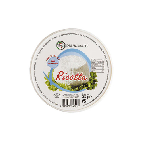 L'italie des fromages ricotta 10% 250g