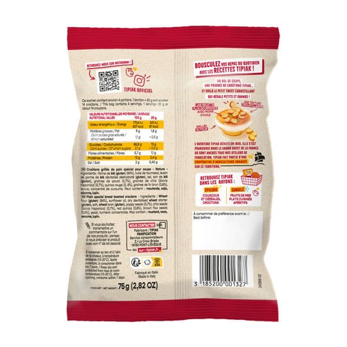 Tipiak Croûtons de Pain Croustillants Nature 75g