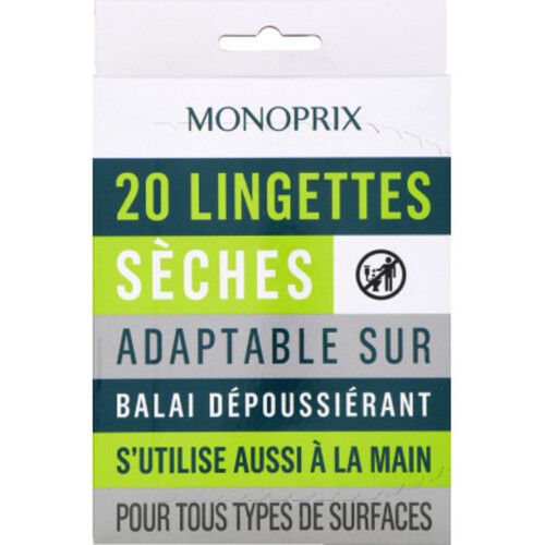 Monoprix 20 lingettes sèches dépoussiérantes adaptable