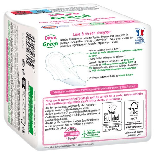 [Para] Love and Green Serviettes Hypoallergéniques Normal X14