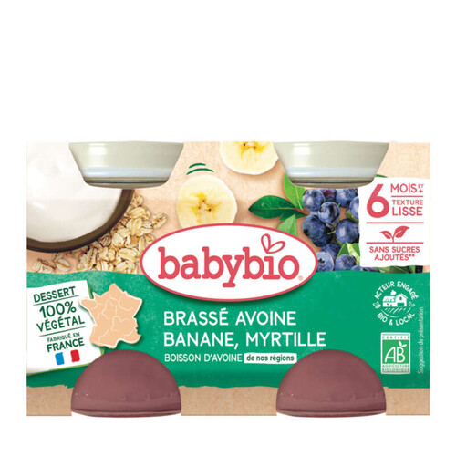 Babybio Petit Pots Brassé Banane Myrtille 2x130g