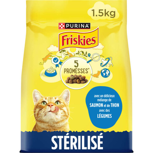 Friskies Croquettes au Saumon et aux Légumes - 1.5 KG - Chat Adulte Stérilisés