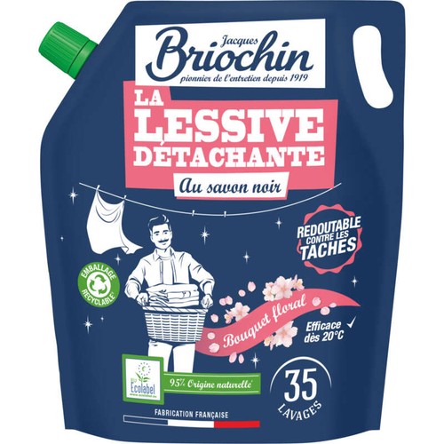 Briochin Recharge Lessive au savon noir Ecolabel 1,6L