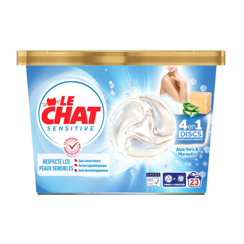 Le Chat Sensitive Discs Lessive Aloe Vera & Savon de Marseille *23 Lavages