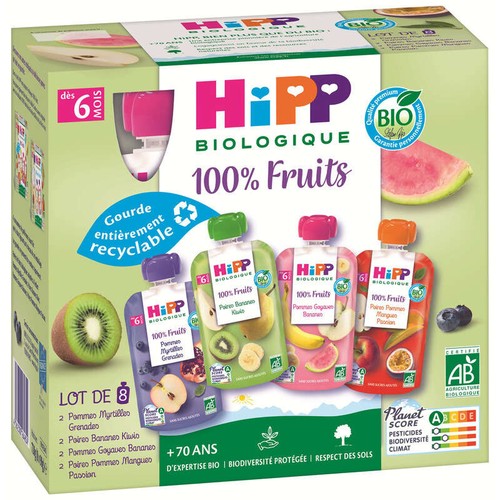 [Par Naturalia] Hipp Biologique Purées De Fruits 4 Variétés, Dès 6 Mois