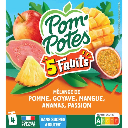 Pom'potes Compote multifruits tropical Le pack de 4x90g