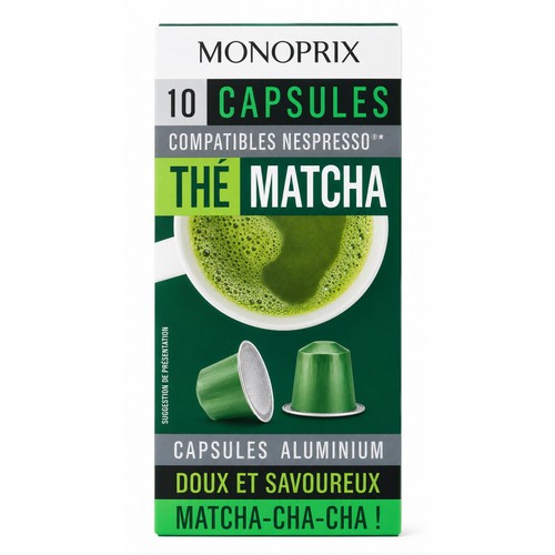 Monoprix Caps nespresso thé matcha x10
