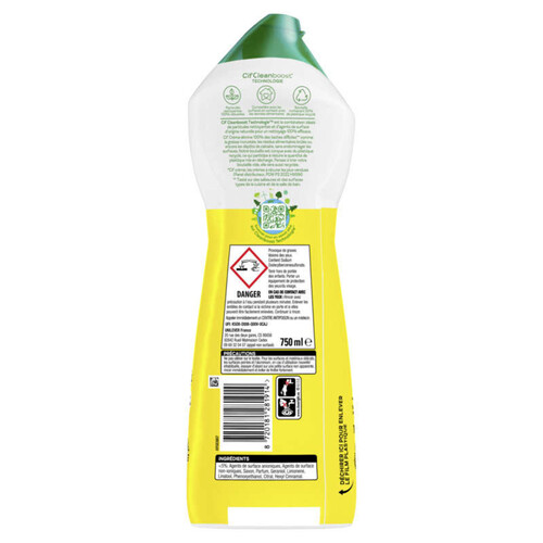 Cif Cleanboost Technologie Crème À Récurer Citron 750Ml