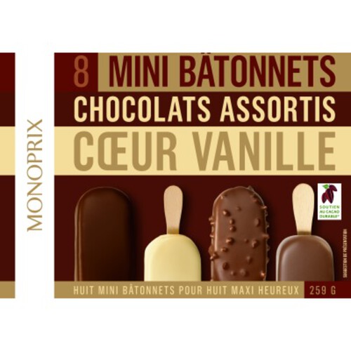 Monoprix Mini Bâtonnet Vanille Chocolat x8 259g