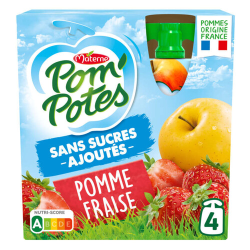 Pom'Potes Compotes Pomme Fraise 4x90g