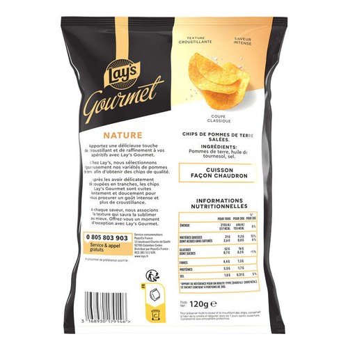 Lay's Gourmet Chips Nature Lisse 120g