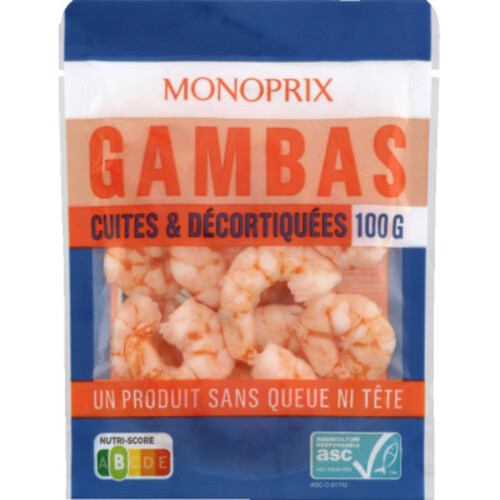 Monoprix Gambas Cuites & Décortiquées 100g