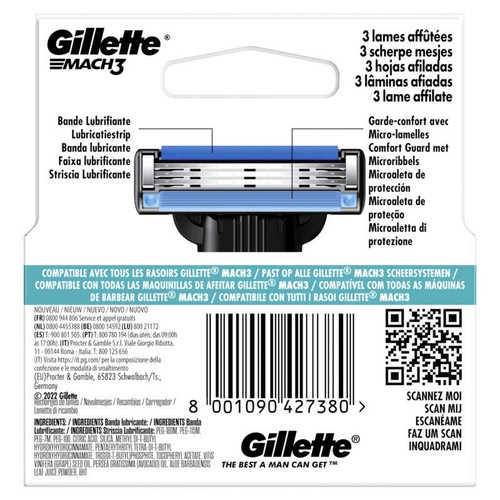 Gillette Mach3 Lames De Rasoir x4