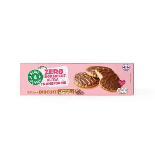 Aline & Olivier Biscuit nappé choco lait Zéro ingrédient ultratransformé 122g