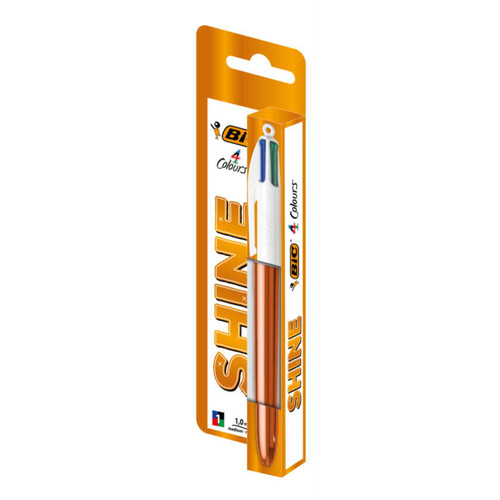 Bic 4 Couleurs Stylos-Billes Pointe Moyenne (1,0 mm) Shine couleurs aléatoires Coffret x1