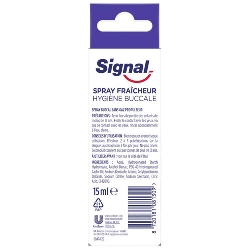 Signal Spray Fraîcheur Hygiène Buccale Technologie CPC Parfum Menthe 15ml