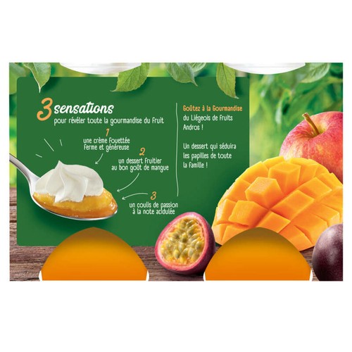 Andros Liégeois Pomme et Mangue sur du coulis de Passion 4x100g