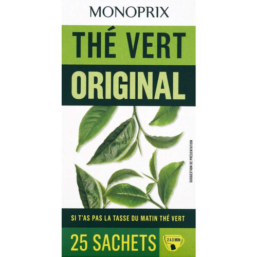 Monoprix Thé Vert Original 25 Sachets 40g