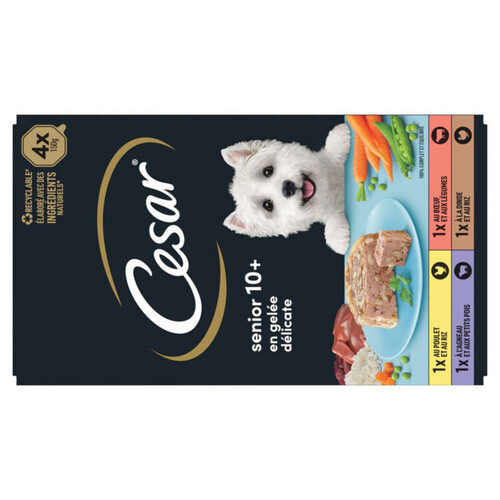 Cesar Barquettes pour chien en gelée 4 variétés senior 4x150g