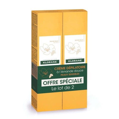 Klorane Crème dépilatoire à l'Amande douce pour Peaux sensibles Offre spéciale 2x150ml