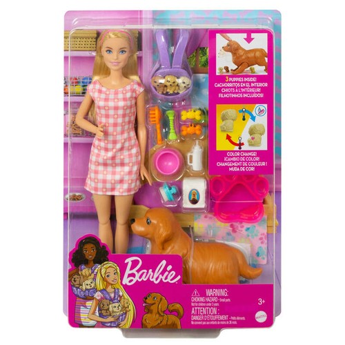 Mattel Barbie Coffret naissance des chiots avec poupée mannequin - dès 3 ans