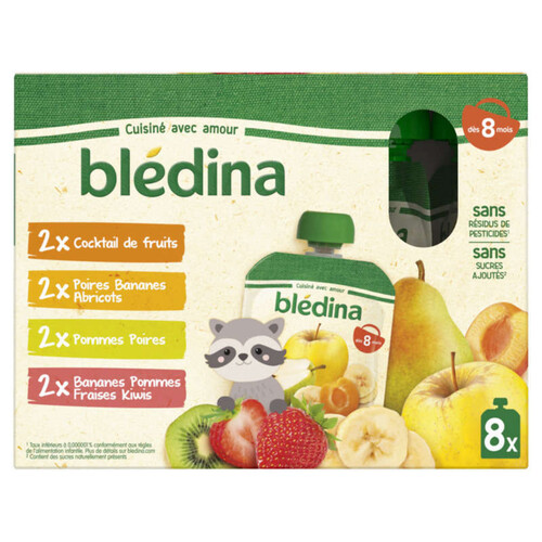 Bledina Gourdes Fruits Cocktail De Fruits Dès 8 Mois 8x90g