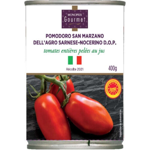 Monoprix Gourmet Tomate pelées Pomodoro S.Marzano dell'Agro Sarnese-Nocerino 260g