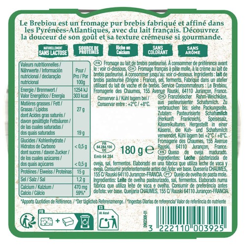 Le Brebiou Pur Brébis Crémeux 180g