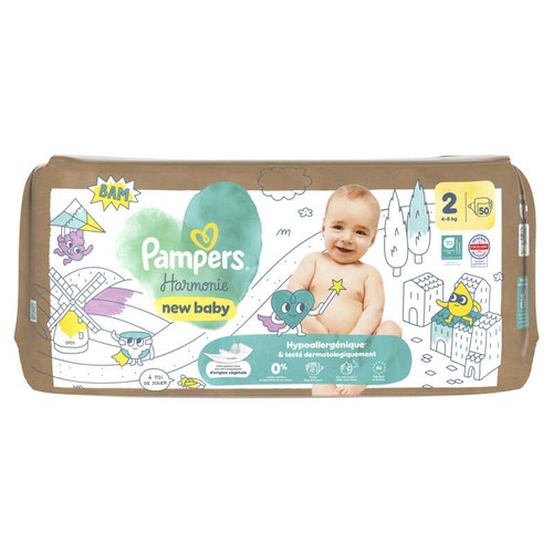 Pampers Harmonie Ed Limitée Taille 2 - 4kg-8kg – x50 Couches