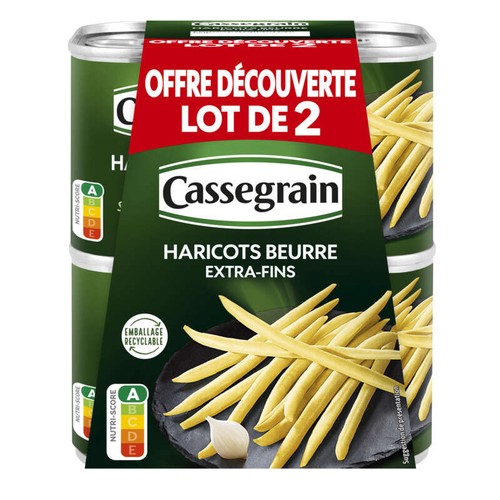 Haricots Beurre extra-fins Cassegrain 2x220g