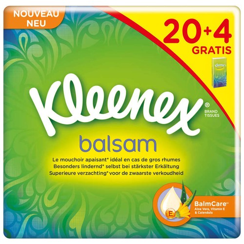 Kleenex Mouchoirs Balsam Etuis Regular (20+4 Gratuit)