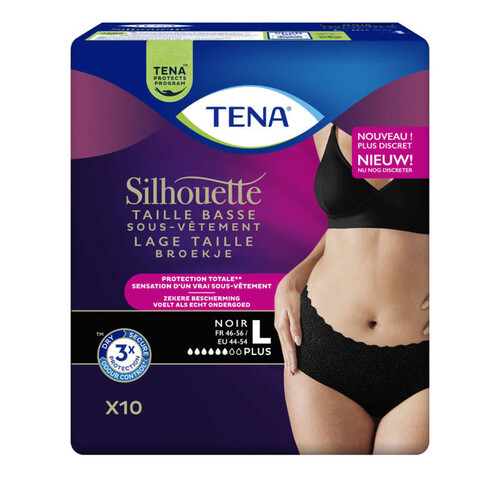 Tena Sous-vêtements Silhouette Plus Taille Basse Noir L x10