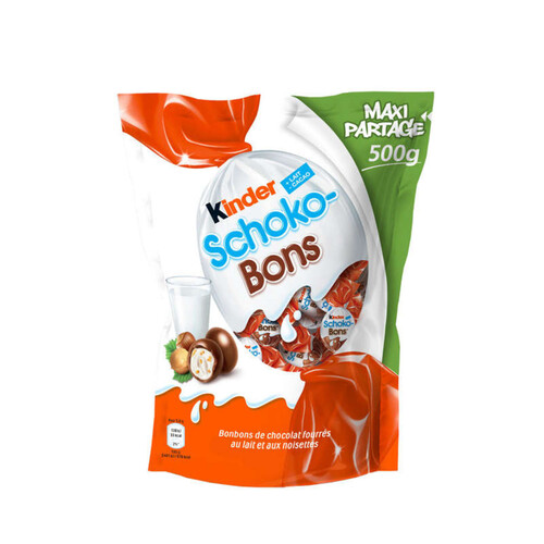 Kinder schoko-bons chocolat au lait fourrés lait et noisettes 500g