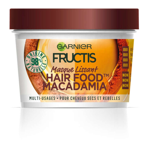 Garnier Fructis Hair Food Masque Lissant Macadamia Cheveux Secs 390ml