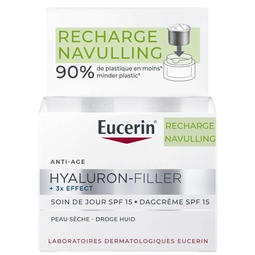 Eucerin Hyaluron-Filler + 3x Effect Soin de Jour SPF15 Peau Sèche Recharge 50ml