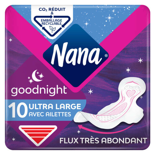 Nana Serviettes Hygiéniques Ultra Goodnight Large x10
