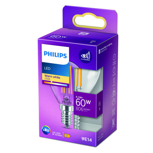 Philips led ampoule sphérique 60w p45 e14