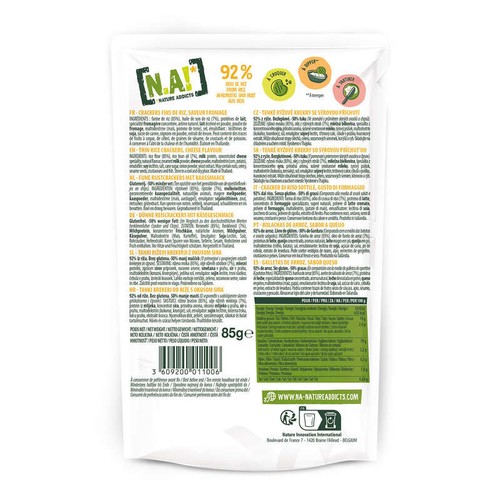 Nature Addicts Rice Crackers saveur fromage 85g